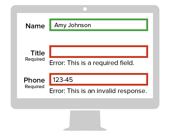 Image of a computer monitor using color and text as dual indicators.